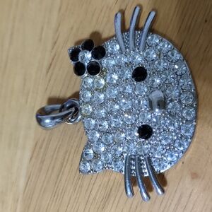 Rhinestone Kitty Pendant